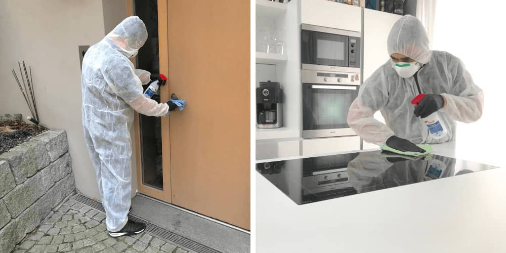 Unsere erfahrenden Reinigungskräfte bei der desinfizierenden Reinigung in Haus, Wohnung und Büro