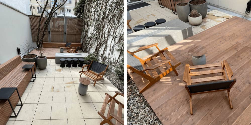 Entfernung von Moos und Grünspan auf Holzterassen und Möbel in Villach